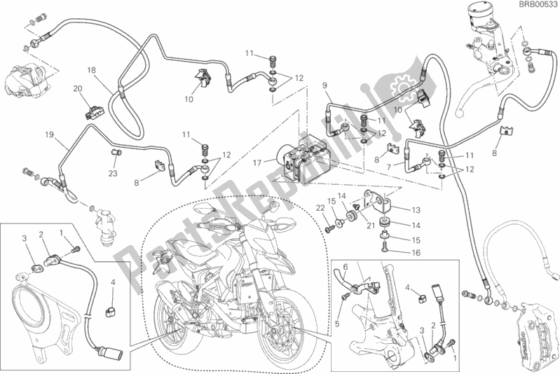 Todas as partes de Sistema De Freio Antitravamento (abs) do Ducati Hypermotard 939 SP USA 2016